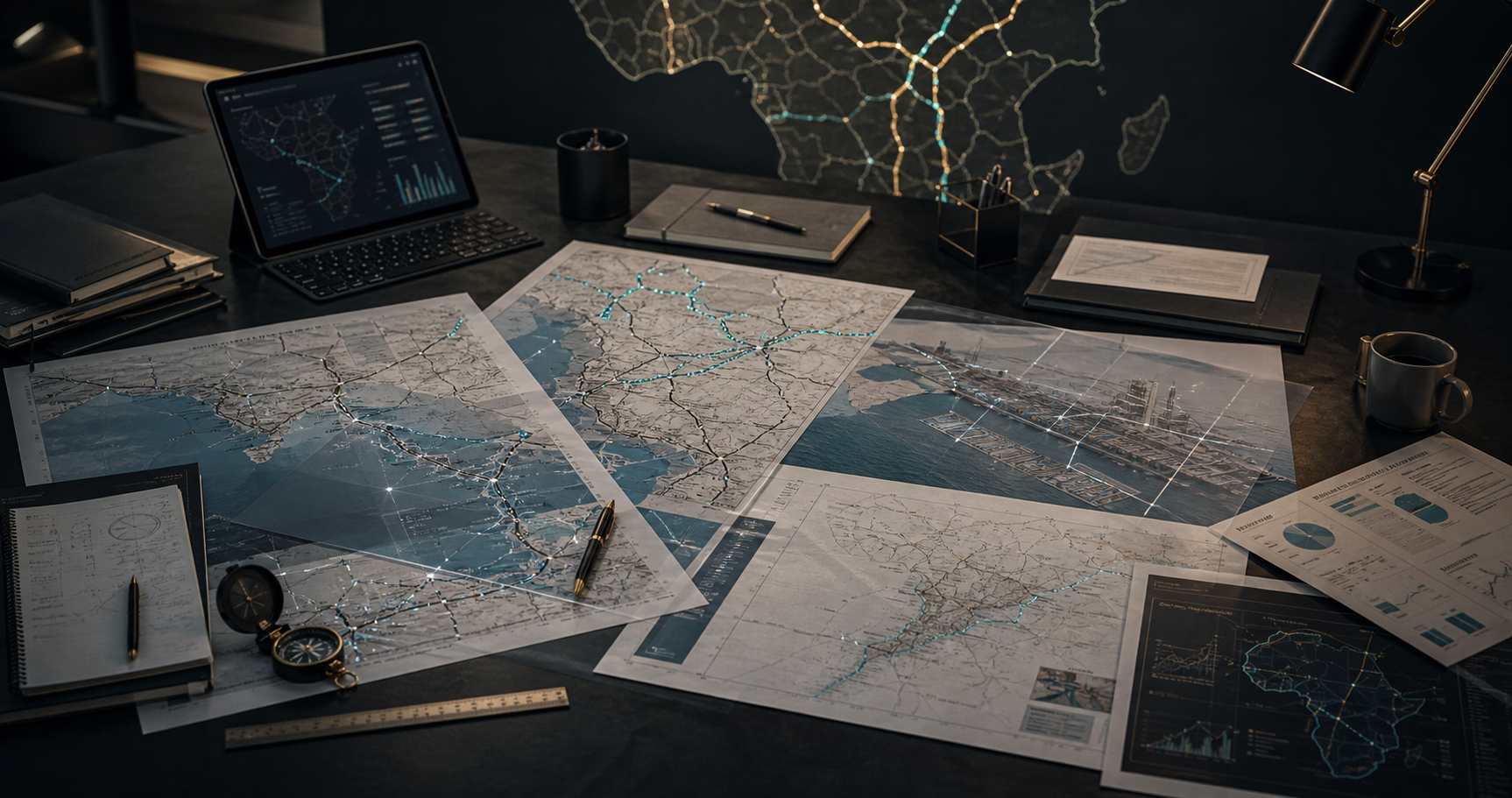 Layered corridor blueprint maps and infrastructure planning documents