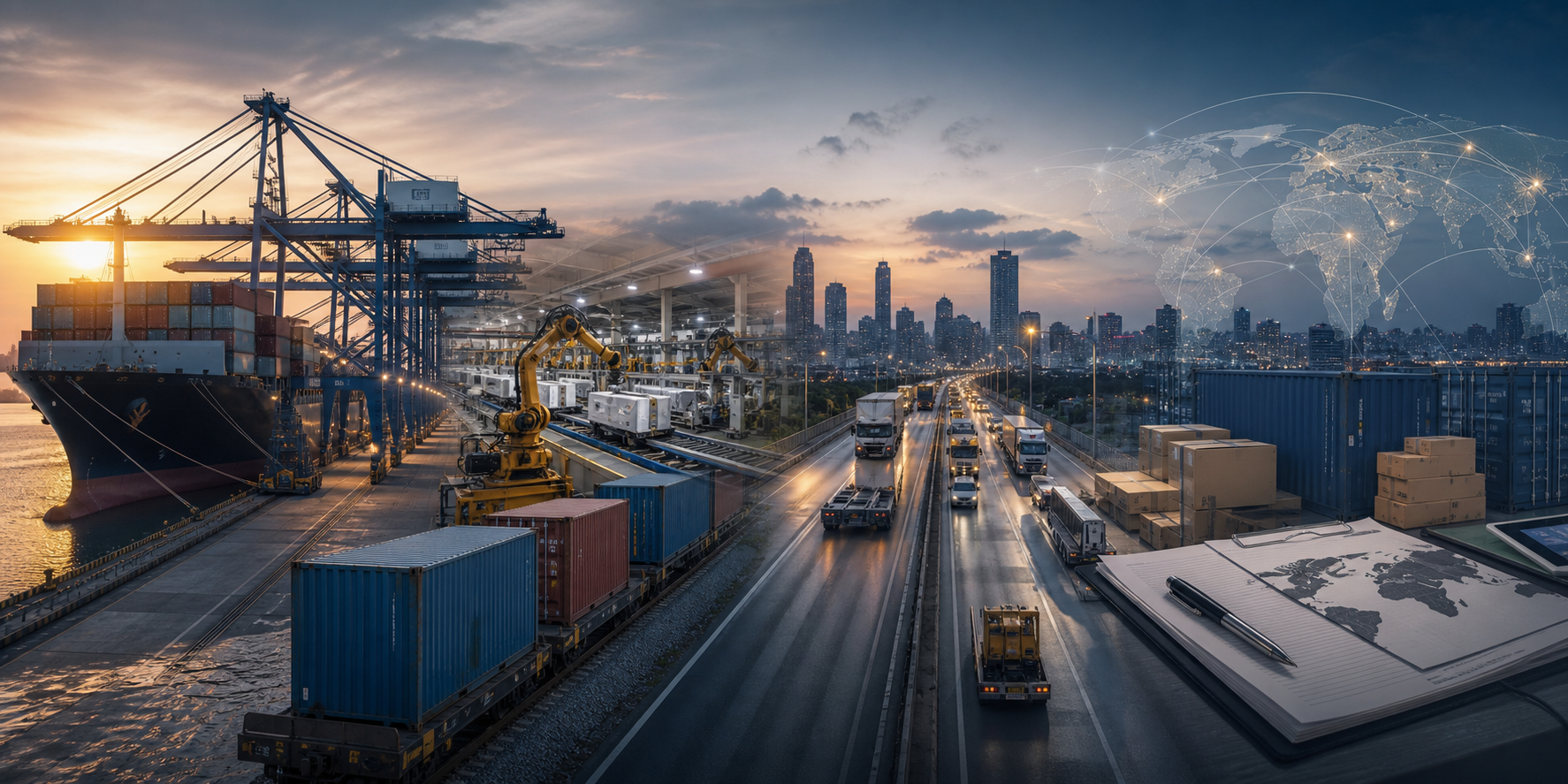 Connected port, industrial, urban logistics and trade services infrastructure